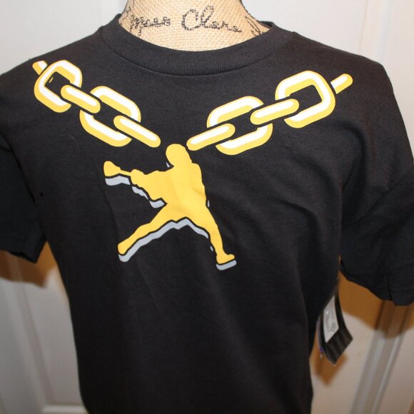 LACROSSE UNLIMITED Boy's Sleeve T-Shirt | X-Large | Black Gold Chain LAX player - Picture 2 of 4